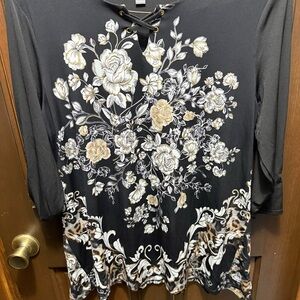 Floral Black and Gold Women's Top